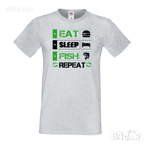 Мъжка тениска Fish 2,Sleep,Fish,Anime,Repeat,Ядене,Спане,Риба,Подарък,Повторение,Празник,, снимка 1 - Тениски - 36418990
