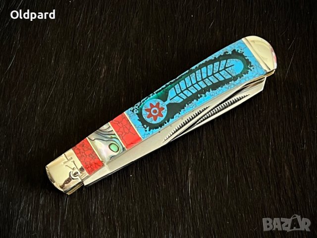 Колекционерски сгъваем джобен нож с две остриета RR Dreamcatcher Trapper. (RR1525), снимка 4 - Ножове - 42445901