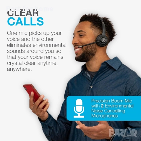 Безжични слушалки JLab Go Work (Gen 2) – Bluetooth, 55ч. батерия и Multipoint връзка, снимка 3 - Слушалки и портативни колонки - 52978942