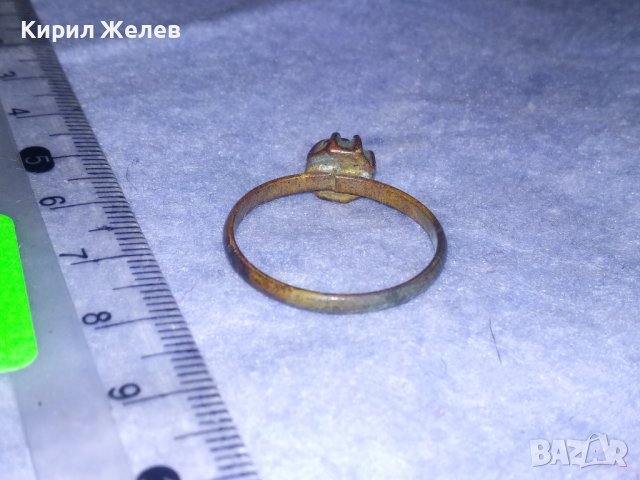 СТАРИНЕН СКЪПОЦЕНЕН БРОНЗОВ РЕТРО ПРЪСТЕН РЪЧНА РАБОТА с ИЗКУСНО ФАСЕТИРАН ПЛАНИНСКИ КРИСТАЛ 36973, снимка 5 - Антикварни и старинни предмети - 39723566