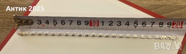 Сребърна гривна проба 925 с декоративни звена, снимка 4 - Гривни - 53784550