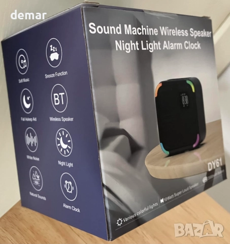 Bluetooth високоговорител, машина за бял шум с 30 успокояващи звука, 8 цвята нощна светлина, снимка 9 - Друга електроника - 51785949