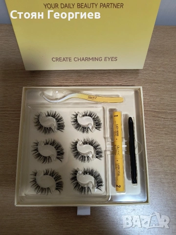 Комплект за удължаване на мигли QUEWEL, 6 чифта, естествен вид