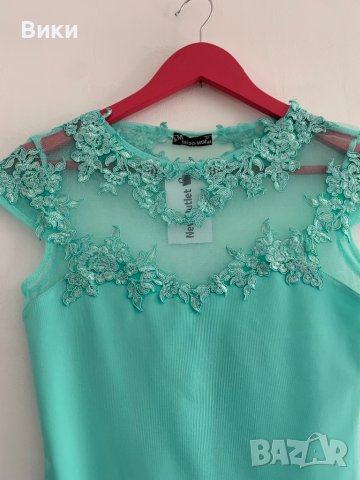 Дамска блуза с дантела , снимка 2 - Тениски - 41227406