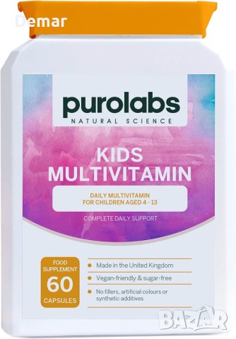 Purolabs Мултивитамини за деца калций цинк желязо витаминC B12 D3 60бр, снимка 1 - Хранителни добавки - 41852632