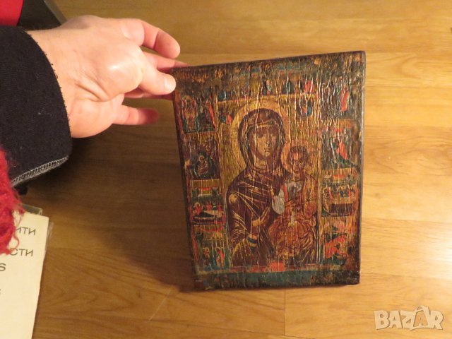 † Стара православна ръчно рисувана икона Житие на Дева Мария, Света Богородица , снимка 4 - Икони - 35745184