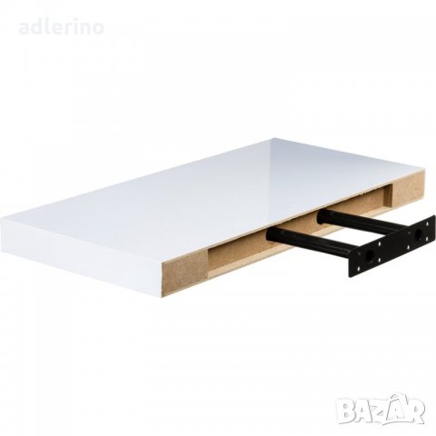 Стеннен рафт "Volto", рафт за стена, 50 см, гланц, арктично / ледено бяло, скрито захващане, снимка 4 - Етажерки - 34459401