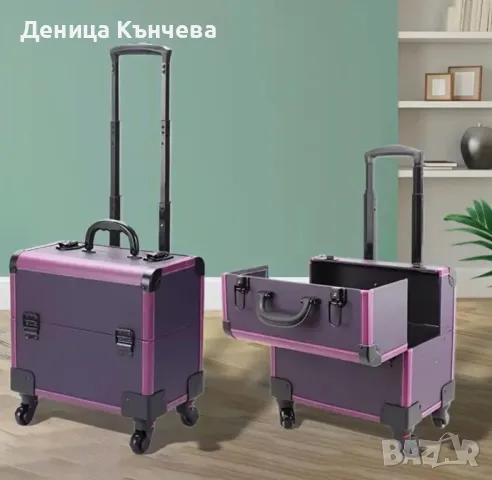 Професионален куфар за грим на колелца, снимка 8 - Куфари - 48199402