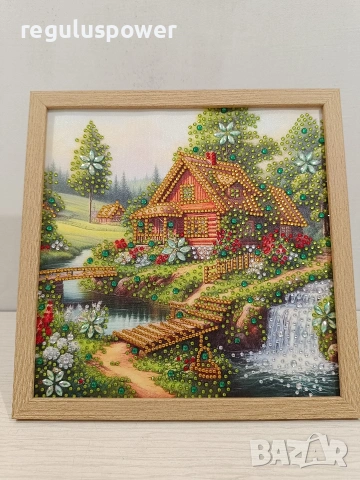 Диамантен гоблен 25 х 25 см готов изработен в дървена рамка , снимка 6 - Гоблени - 53668853