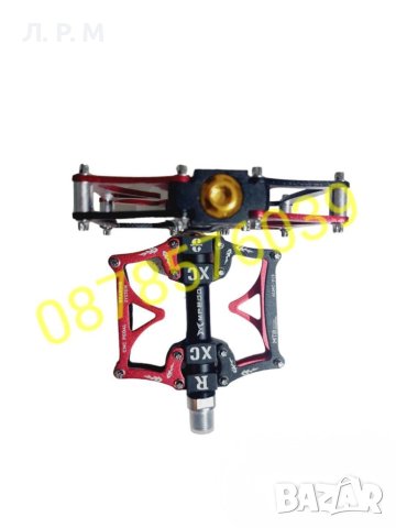 Комплект алуминиеви педали за Велосипед неплъзгащи се, троен лагер, червени, снимка 3 - Велосипеди - 41789228