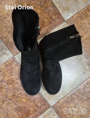 Черни велурени обувки, снимка 3 - Дамски боти - 53668938