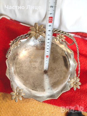 Старинна Бронзова Посребрена Фруктиера Кошница, снимка 4 - Антикварни и старинни предмети - 41888321