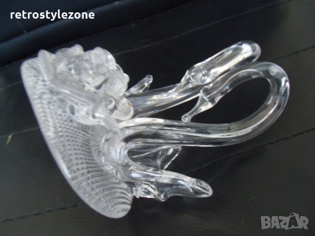 № 5740 стара стъклена фигура - лебеди   - размер 12 / 10 / 10 см , снимка 5 - Други ценни предмети - 34658158