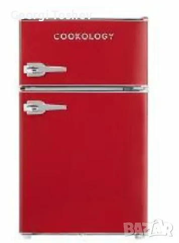 Ретро-Червен мини хладилник с камера Cookology
