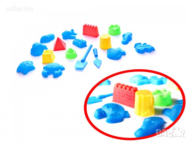 Кинетичен пясък в кутия от 2 кг, с 16 форми , снимка 4 - Пластелини, моделини и пясъци - 34390018