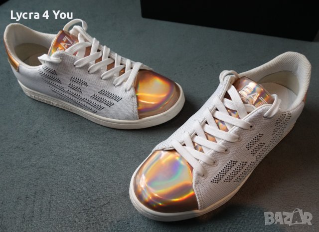 дамски сникърси EA7 White & Iridescent Rose Gold оригинални, снимка 14 - Маратонки - 42451445
