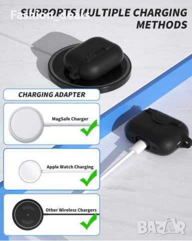 Нов мек силиконов защитен калъф с карабинер за слущалки Airpods Pro 2, снимка 6 - Аксесоари за Apple - 42201680