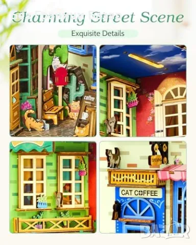 Нов Миниатюрна улична сцена – Дървен пъзел и декор за книги украса дом, снимка 8 - Други - 48196881