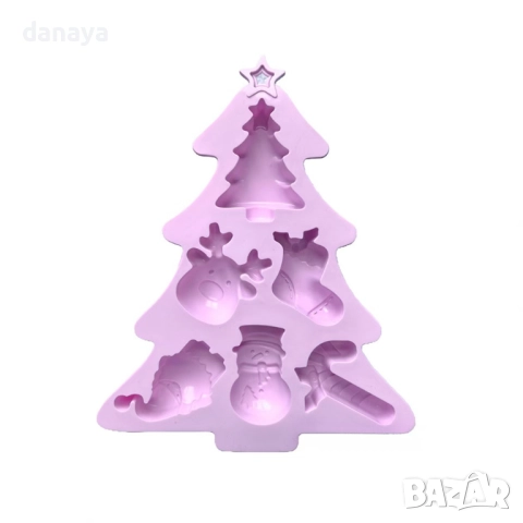 6111 Силиконов молд Елха с 6 коледни форми за сладки, снимка 7 - Форми - 51608461