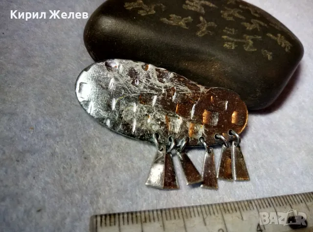 СТИЛНА СТАРА ВИНТИДЖ АРТ МЕТАЛНА СРЕБРИСТА БРОШКА РЪЧНА ИЗРАБОТКА 49842, снимка 4 - Антикварни и старинни предмети - 48828190