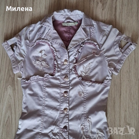 Сатенена лилава рокля M - Dishe jeans, снимка 3 - Рокли - 50202114