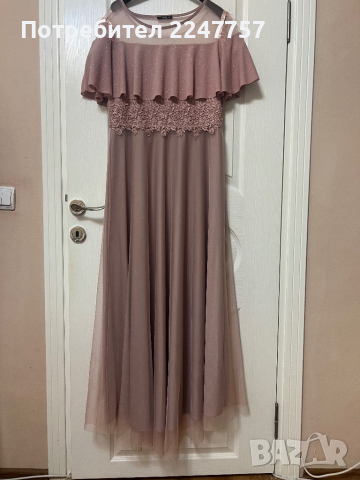 Официална дълга рокля пепел от рози размер L