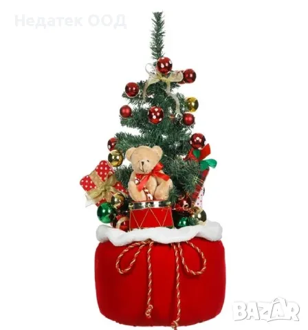 Коледна декоративна елха със светлини, Червен,  60 см