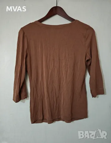 Карамелено кафява блуза 3/4 ръкав М размер, снимка 2 - Блузи с дълъг ръкав и пуловери - 49755361