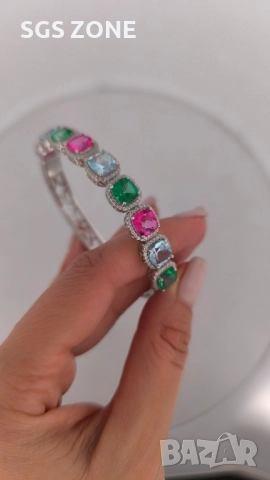 СРЕБЪРНА ГРИВНА ОТ ТАЙЛАНД С ЕСТЕСТВЕН ТОПАЗ И РОДИЕВО ПОКРИТИЕ, снимка 12 - Гривни - 52457983