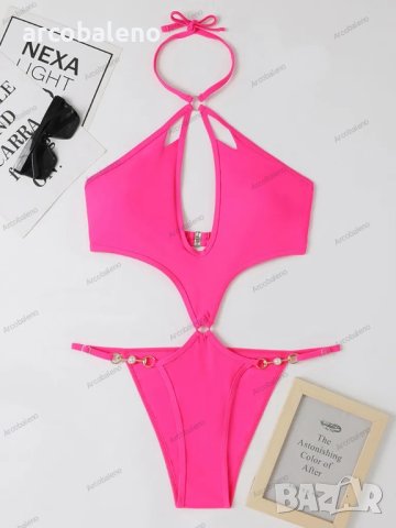 Дамски моден едноцветен бански костюм, 5цвята , снимка 14 - Бански костюми - 41472616