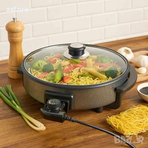 Многофункционален преносим електрически тиган Royalty Line RL-PP18214 - 42см, снимка 7 - Съдове за готвене - 52698942