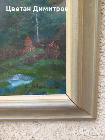 Стара авторска картина рисувана с маслени бои върху платно , снимка 7 - Картини - 44728509