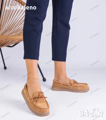 Дамски мокасини от еко велур с панделка Sarina, 4цвята , снимка 3 - Дамски ежедневни обувки - 48951730