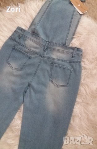 Гащеризон в светъл деним с накъсан ефект, снимка 7 - Гащеризони - 41966686