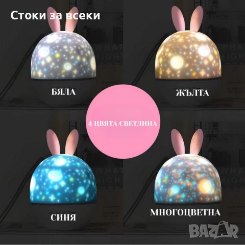 Очарователна нощна лампа и проектор 2 в 1, снимка 3 - Детски нощни лампи - 53225824