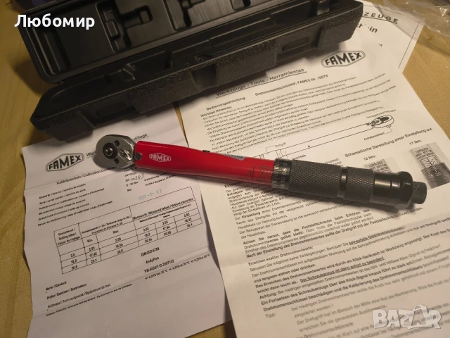 FAMEX 10878 Динамометричен ключ 1/4" задвижване 5-30Nm задвижване - За измерване в двете посоки , снимка 10 - Ключове - 51160378