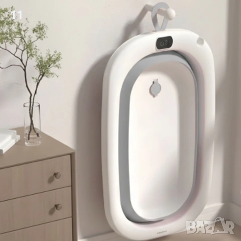 Сгъваема бебешка вана с термометър и възглавница, снимка 6 - За банята - 53480151