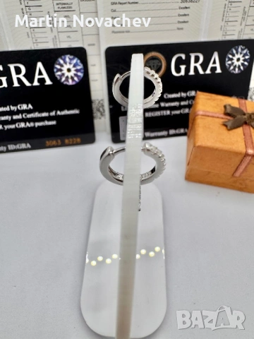 Сребърни обеци с мойсанит (Диамант) 0.5 карата, снимка 5 - Обеци - 53438296