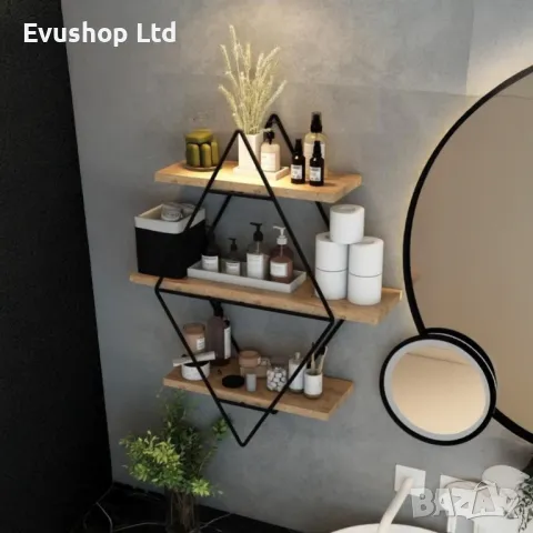 Стенна Етажерка дърво/метал Nordline, снимка 1