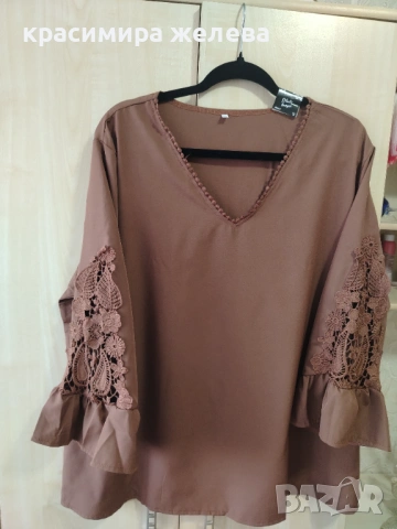 ДАМСКА БЛУЗА С ДАНТЕЛА. , снимка 2 - Блузи с дълъг ръкав и пуловери - 53755066