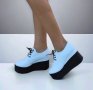 Обувки на платформа - бяла кожа с черно ходило - 120K, снимка 2