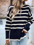 Нов дамски ежедневен плетен пуловер с кръгло деколте и дълъг ръкав, 5цвята, снимка 2