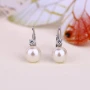Изящни Сребърни Обеци проба 925 с Цирконий и Бяла Перла 10 мм, снимка 4