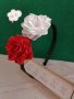 Аксесоари за коса ''Бяла и червена роза'', снимка 2
