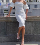 Нова бяла елегантна рокля Mohito парти коктейлелна буфан ръкав 