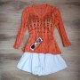 Оранжева дамска блузка финно плетиво, снимка 1