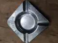 Стар метален пепелник от неръждавейка с маркировки, снимка 1