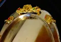 Посребрен поднос,пауни,позлатени дръжки. , снимка 7
