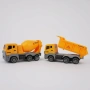 Комплект жълти строителни камиони с въртяща се цистерна и повдигаща се каросерия, снимка 1