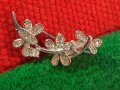 ПРЕКРАСНА ФЛОРАЛНА СКЪПОЦЕННА СРЕБЪРНА ОБЕЦА СРЕБРО 925 с БЯЛА ПОЗЛАТА и ИСКРЯЩИ ЦИРКОНИ 43375, снимка 1